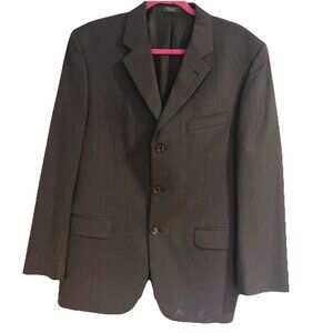 Jones New York 40RWool 3 Button Dark Charcoal Striped Suit Blazer Jacket